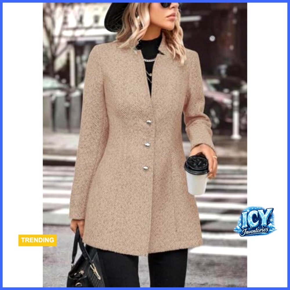 Wool Blend Herringbone Blazer Jacket Button Up No… - image 2